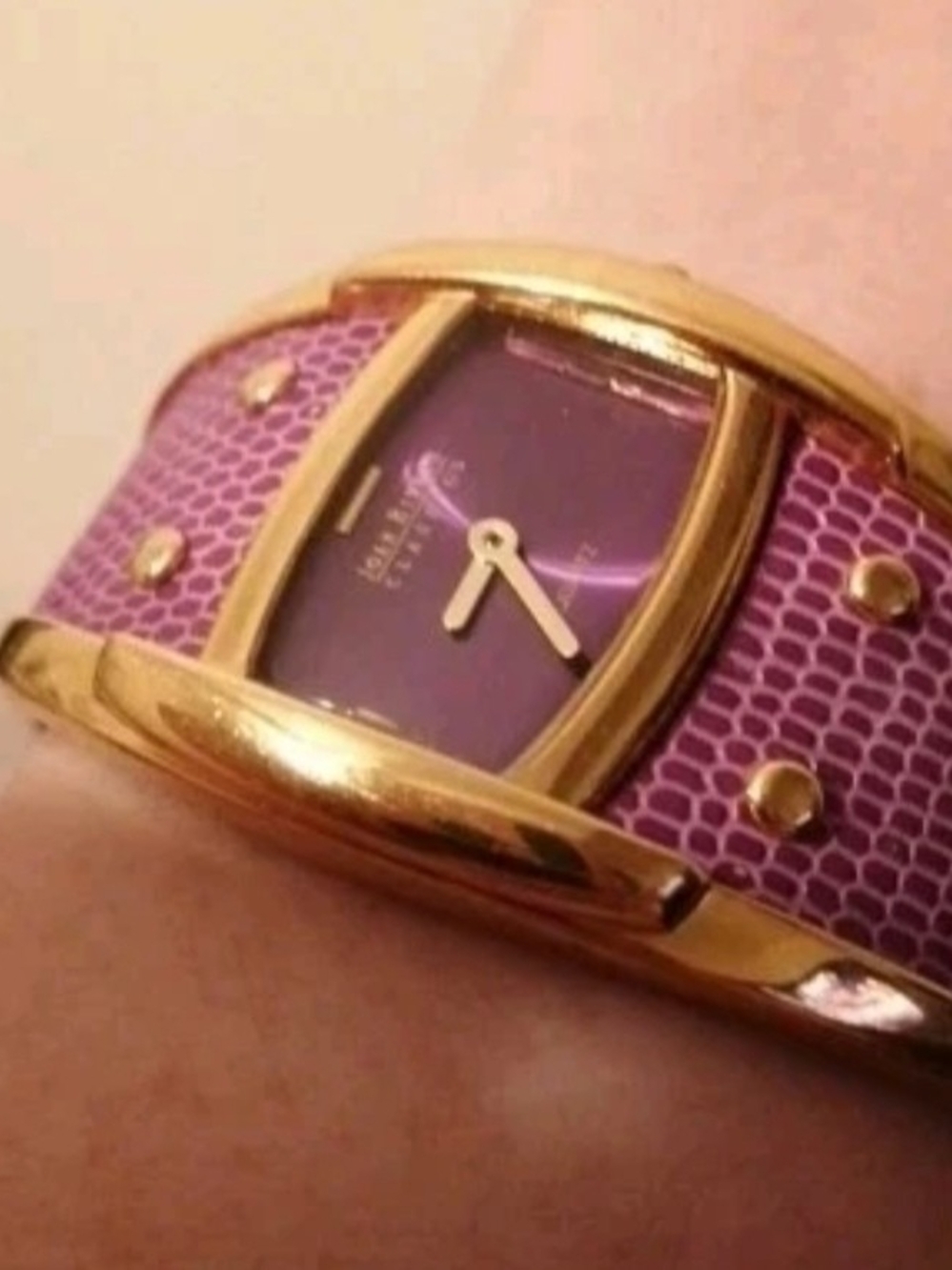 Joan Rivers Purple Lizard Print Women's Not Working Watch, Vintage Collectible